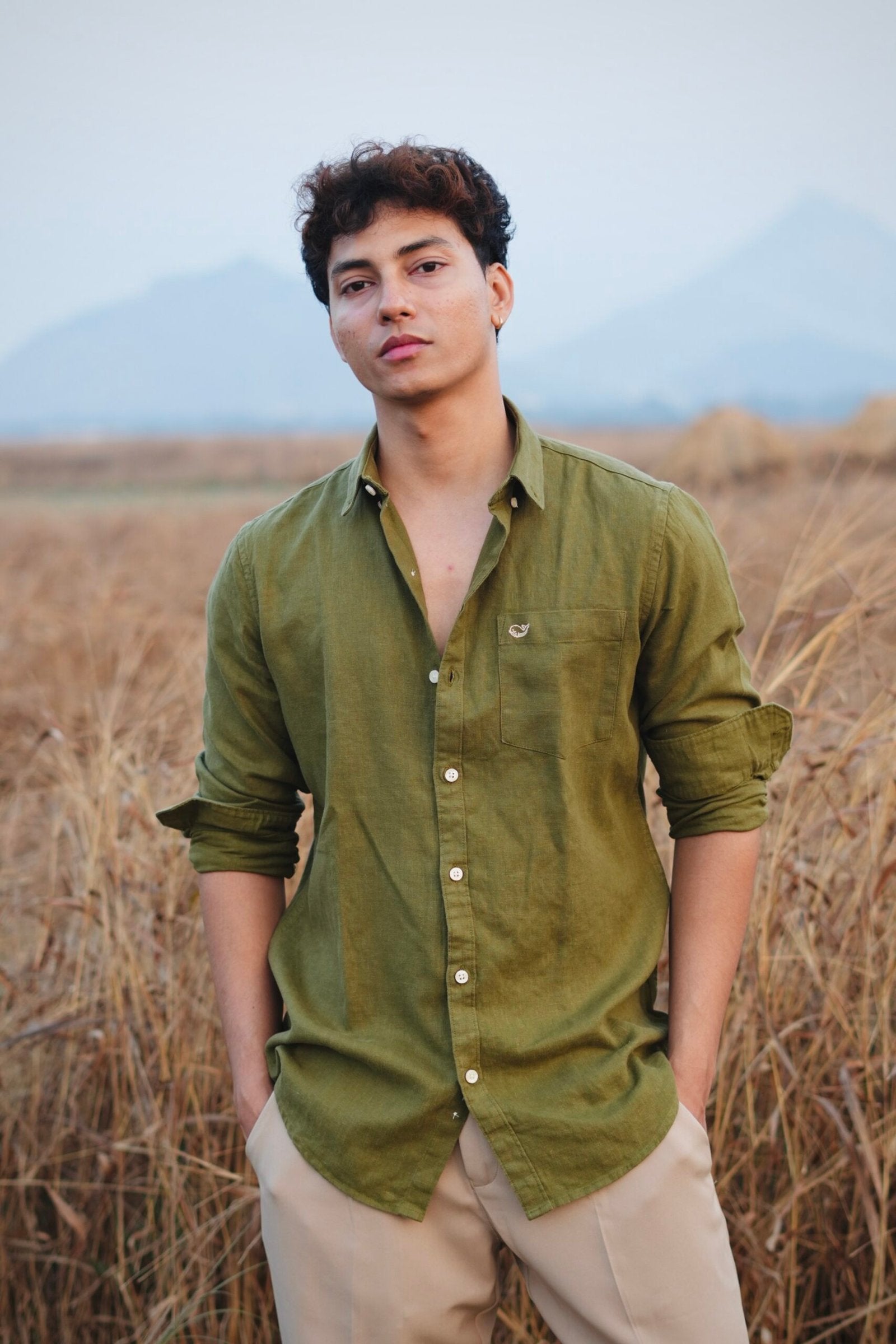 MYRTLE GREEN LINEN SHIRT image 4